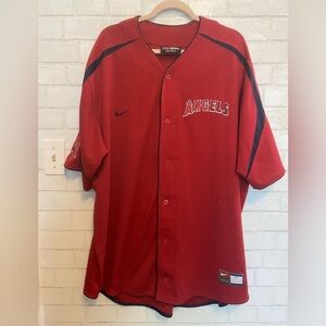 Angles Nike #27 Vintage Vladimir Guerrero Red Baseball Jersey with Navy Trim